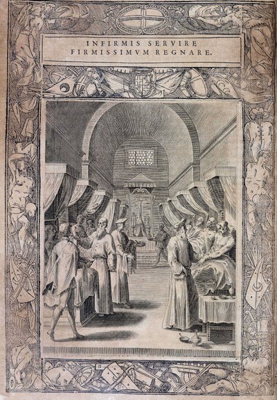 Tabla de Estatutos de la Orden de Malta “Statuta Hospitalis Hervsalem” (caballeros cuidando a los enfermos), por Philippe Thomassin, finales del siglo XVI de Philippe Thomassin