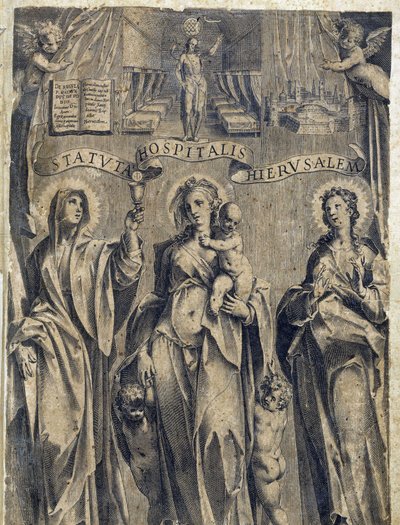 Frontispicio de los Estatutos de la Orden de Malta “Statuta Hospitalis Hervsalem”, por Philippe Thomassin, finales del siglo XVI de Philippe Thomassin
