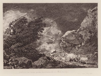 Una tormenta (grabado) de Philippe de (after) Loutherbourg