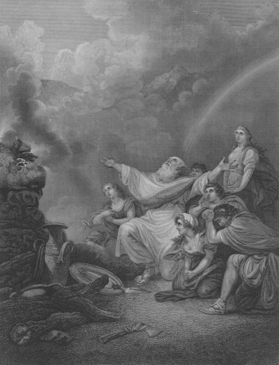 El sacrificio de Noé, Génesis 8, Versículos 20-22 de Philippe de (after) Loutherbourg