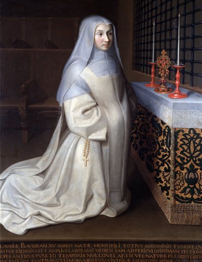 Retrato de Claudia (Claude) Baudran, interna del convento de Port Royal des Champs (Port-Royal-des-Champs) de Philippe de (attr. to) Champaigne