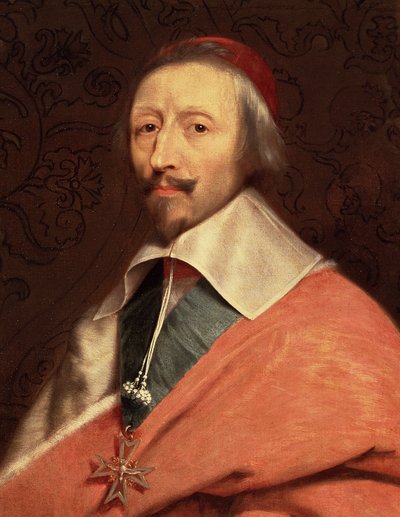Retrato de Armand Jean du Plessis, Cardenal de Richelieu (detalle) de Philippe de (studio of) Champaigne