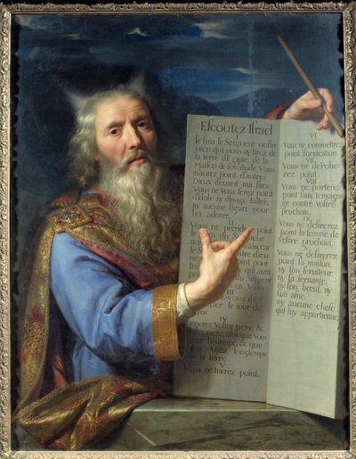 Moisés y las tablas de la Ley. Pintura de Philippe De Champaigne de Philippe de Champaigne