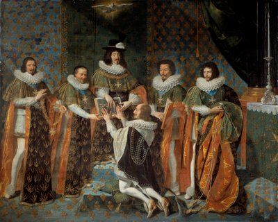 Recepción por Luis XIII (1601-1643) de Enrique II de Orleans, Duque de Longueville y Estouville, Príncipe Soberano de Neuchâtel (1595-1663) Caballero de la Orden del Espíritu Santo 15/05/1633 de Philippe de Champaigne