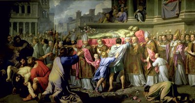 La traslación de los cuerpos de SS. Gervasio y Protasio a la Catedral de Milán, 1661 de Philippe de Champaigne