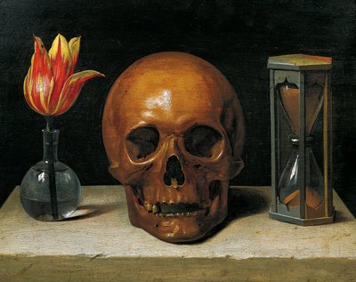Vanitas con tulipán, calavera y reloj de arena de Philippe de Champaigne