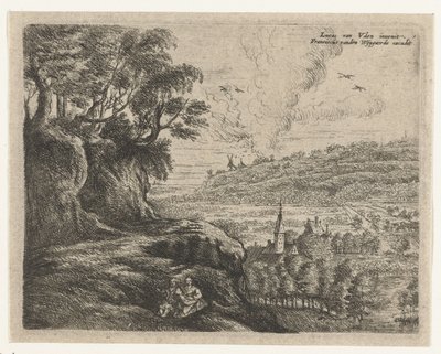 paisaje con un hombre, una mujer y un niño Ocho paisajes después de Lucas van Uden (título de la serie) de Philips Augustijn Immenraet
