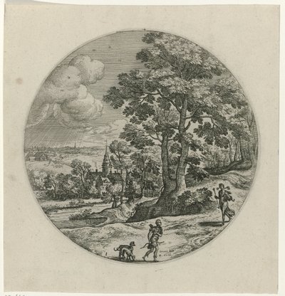 Procris schenkt Cephalus een magische pijl Cephalus en Procris (título de la serie) de Philips Galle (attributed to workshop of)