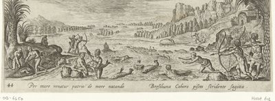 La pesca entre los nativos americanos Caza y pesca (título de la serie) Venationes, Piscationes et Aucupii Typi (título de la serie) de Philips Galle (attributed to workshop of)
