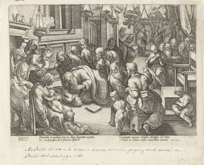 Pablo devuelve a Eutico a la vida Hechos de los Apóstoles (título de la serie) Acta Apostolorum (título de la serie) de Philips Galle (workshop of)