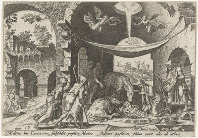 Adoración de los pastores Los días de la perdición del pueblo judío (título de la serie) de Philips Galle