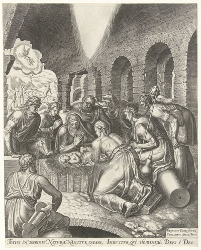Adoración de los pastores de Philips Galle