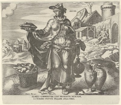 Abigael Abigail (título sobre el objeto) Ocho mujeres famosas del Antiguo y Nuevo Testamento (título de la serie) de Philips Galle