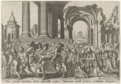 Funeral de Sansón Los días de la perdición del pueblo judío (título de la serie) de Philips Galle