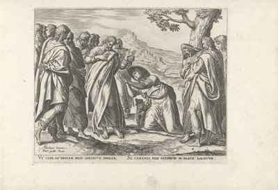 Cristo y la mujer cananea Seis escenas con Cristo y mujeres de los Evangelios (título de la serie) de Philips Galle
