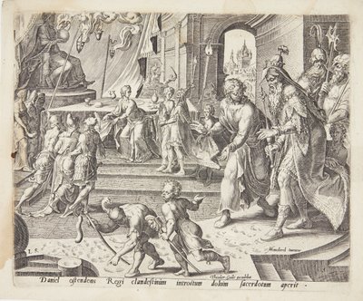 Daniel revelando el fraude de los sacerdotes de Bel de Philips Galle