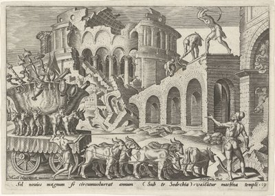 Los caldeos saquean el templo de Jerusalén Los días de la perdición del pueblo judío (título de la serie) de Philips Galle