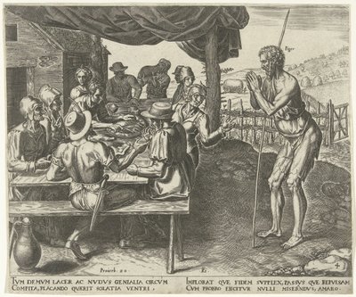 Al perezoso no se le permite comer después de la cosecha. El cuento del perezoso (título de la serie) de Philips Galle