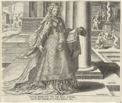 Ester Hester (título sobre el objeto) Ocho mujeres famosas del Antiguo y Nuevo Testamento (título de la serie) de Philips Galle