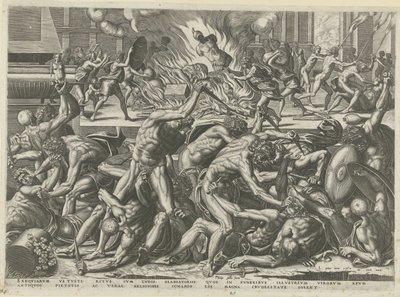 lucha de gladiadores de Philips Galle