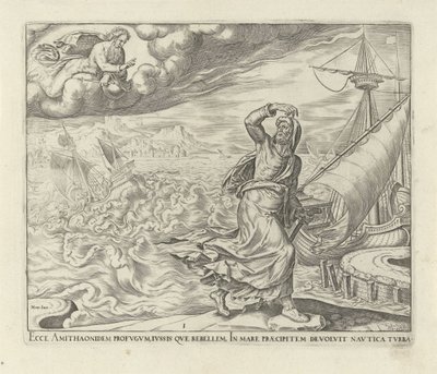 Dios le ordena a Jonás que vaya a Nínive Historia de Jonás (título de la serie) de Philips Galle
