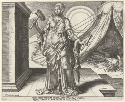 Jael Iahel (título sobre objeto) Ocho mujeres famosas del Antiguo y Nuevo Testamento (título de la serie) de Philips Galle