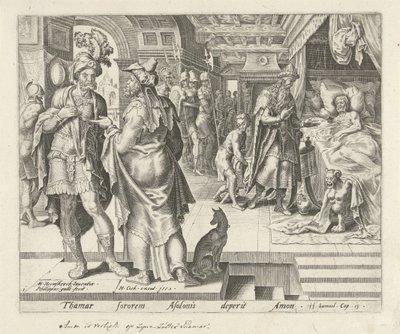 Jonadab aconseja a Amnón Historia de Tamar y Amnón (título de la serie) de Philips Galle