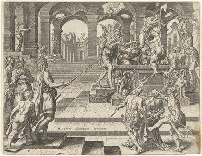 El rey Josías ordena matar a los sacerdotes de los templos de Samaria Historia del rey Josías (título de la serie) de Philips Galle