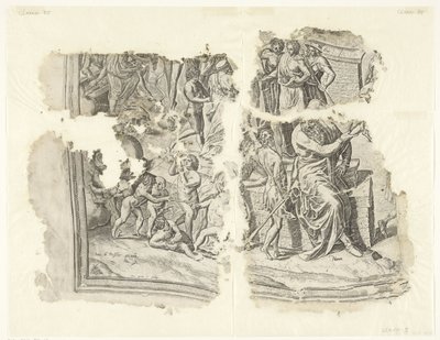 Esquina inferior izquierda de una impresión de la escena de Cebes Tabula Cebetis Carta Vitae (título original) de Philips Galle