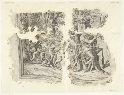 Esquina inferior izquierda de una impresión de la escena de Cebes Tabula Cebetis Carta Vitae (título original) de Philips Galle