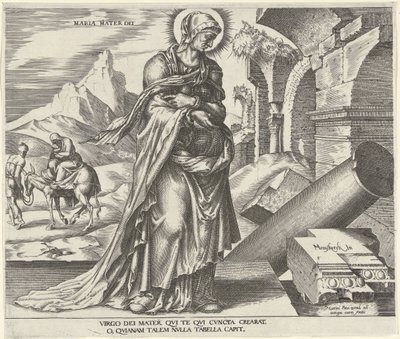 María Maria Mater Dei (título sobre objeto) Ocho mujeres famosas del Antiguo y Nuevo Testamento (título de la serie) de Philips Galle