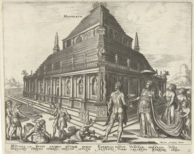 Mausoleo de Halicarnaso Mavsolaevm (título sobre objeto) Las ocho maravillas del mundo (título de la serie) de Philips Galle