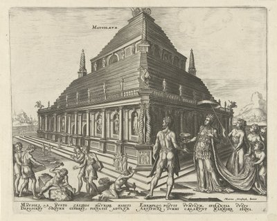 Mausoleo de Halicarnaso Mavsolevm (título sobre el objeto) Las ocho maravillas del mundo (título de la serie) de Philips Galle