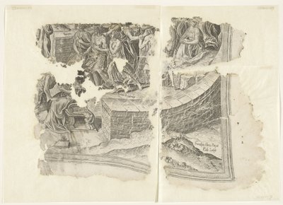 Esquina inferior derecha de una impresión de la escena de Cebes Tabula Cebetis Carta Vitae (título original) de Philips Galle