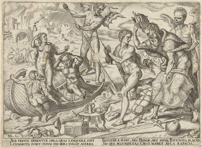 La riqueza no tiene valor después de la muerte. La miseria de las riquezas (título de la serie) de Philips Galle
