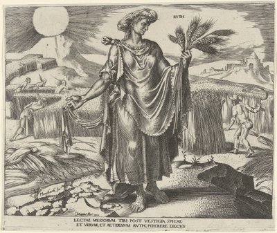 Piedad Rvth (título sobre el objeto) Ocho mujeres famosas del Antiguo y Nuevo Testamento (título de la serie) de Philips Galle