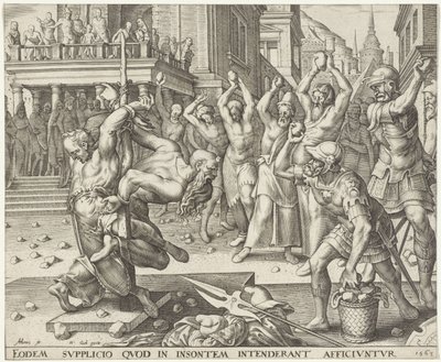 Lapidación de los ancianos Historia de Susana (título de la serie) de Philips Galle