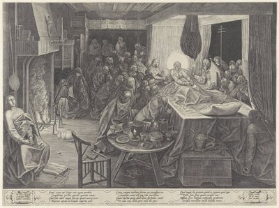 Lecho de muerte de María de Philips Galle