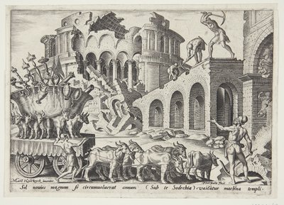 Los caldeos llevándose los tesoros del templo de Philips Galle