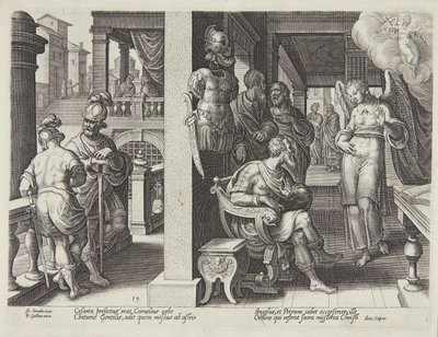 El ángel enviando a Cornelio por San Pedro de Philips Galle