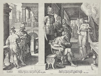 El ángel enviando a Cornelio por San Pedro de Philips Galle