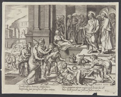 La muerte de Safira de Philips Galle