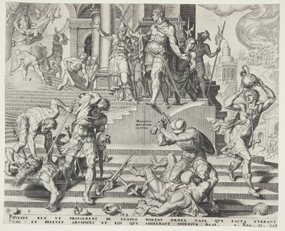 La destrucción del Templo de Baal y la matanza de sus sacerdotes de Philips Galle