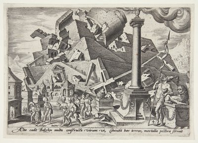 La Destrucción de la Torre de Babel y la Dispersión de los Pueblos de Philips Galle