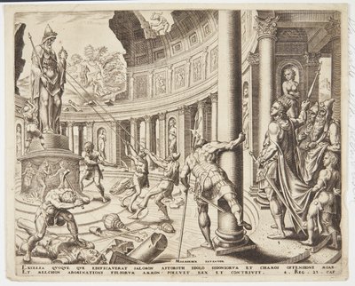 La destrucción del templo de Astarté, Quemos y Milcom de Philips Galle