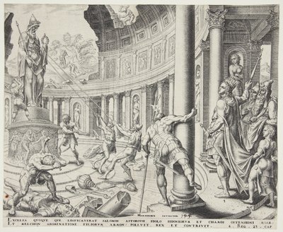 La destrucción del templo de Astarté, Quemos y Milcom de Philips Galle