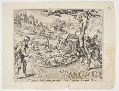 El pueblo trabajando en los campos de Philips Galle