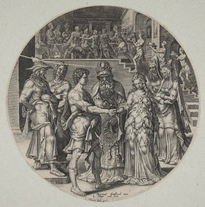 La boda de Sansón y la mujer filistea de Philips Galle