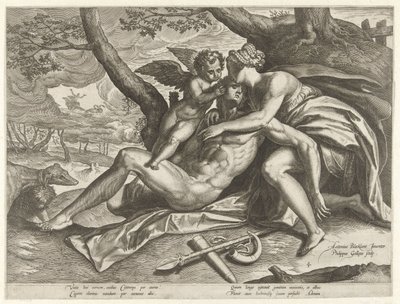 Venus llora la muerte de Adonis La historia de Adonis (título de la serie) de Philips Galle