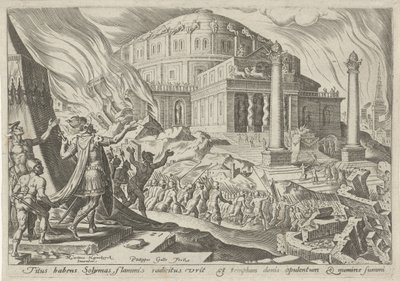 Destrucción de Jerusalén por el emperador Tito Los días de la perdición del pueblo judío (título de la serie) de Philips Galle